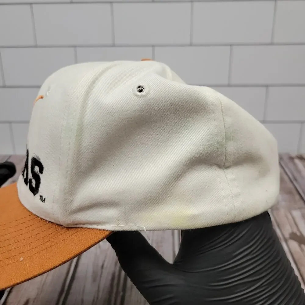 Vintage Apex One Texas Longhorns Snapback Hat NCAA White Orange Made Taiwan